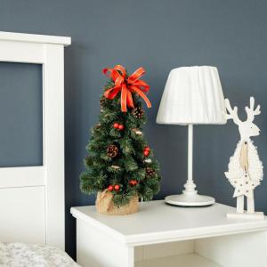 Kunstmatige Xmas Tree Gedecoreerd Rood | Afmeting 40 cm | Kleine Kegel | voor Tafel Bureau | Binnen Buiten | Decoratie Cadeau