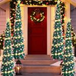 Pop-up spiraalvormige kerstboom, 150 cm, inklapbaar, met 5 m, 50 leds en sterpunt, kunstkerstboom voor thuis, woning, feest (B)
