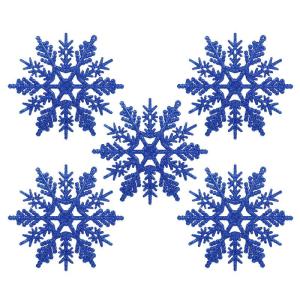 24 x sneeuwvlokken kerstdecoratie voor kerstboom glitter kerstboomversiering, blauw