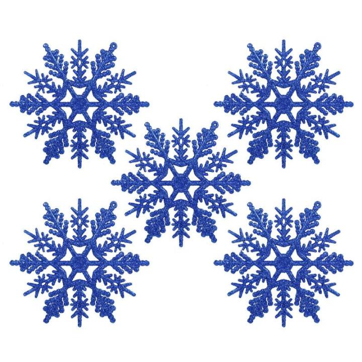 24 x sneeuwvlokken kerstdecoratie voor kerstboom glitter kerstboomversiering, blauw