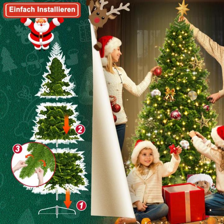 Kunstkerstboom van 210 cm met 350 RGB ledverlichting, premium dennenboom, kunstkerstboom van kunstkerstboom van PE en pvc, met metalen standaard, 1060 takpunten, snel op te bouwen 
