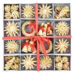 68-delige strosterrenset - kerstboomornament - strokerstboombedel - natuurlijke kerstboomhanger - kerstdecoratie