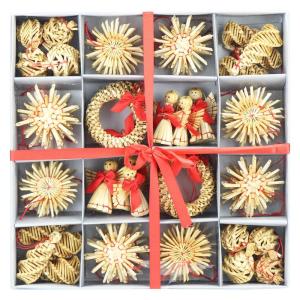 68-delige strosterrenset - kerstboomornament - strokerstboombedel - natuurlijke kerstboomhanger - kerstdecoratie