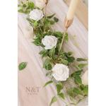 Kunstbloemen, rozen, 25 stuks, kunstrozen met steel, doe-het-zelf decoratie, voor bruiloft, bruidsfeest, feesttafels, boeketten, bruid, woondecoratie, wit