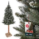 Kunstkerstboom, sneeuw, 220 cm, diamantsparrenboom op een houten stam met plastic standaard, kunstboom, kunstboom, kunstboom, kerstboom