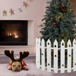 40 cm grote omheining voor de kerstboom, 24 stuks, witte lattenhek voor de kerstboom, kunststof voor huisdieren, kerstboomomheining voor kinderen, knutselende kerstboompatronen