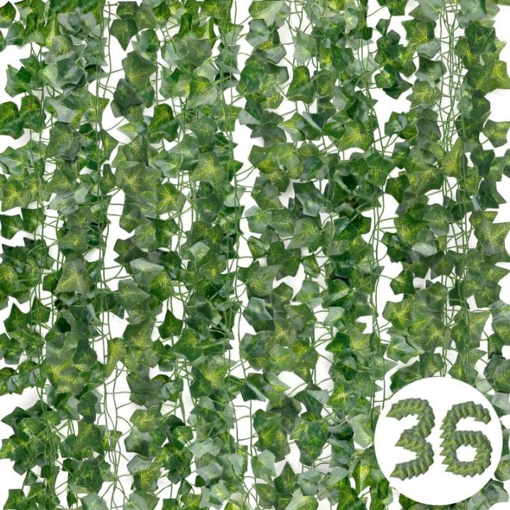 36 stuks hangende klimopslinger, klimopslinger, kunstplant slinger, kunstplant slinger, nep-klimop voor bruiloft, keuken, tuin, feest, wanddecoratie