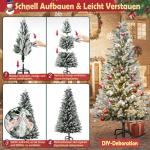 180 cm premium kunstkerstboom met warm wit verlichting, dennenboom met sneeuwspar, natuurlijk wit gevlokt voor kerstdecoratie, PE en pvc, met metalen standaard