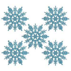 24 x sneeuwvlokken kerstdecoratie voor kerstboom glitter kerstboomversiering, turquoise