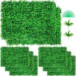 Kunstmatige plantenwand, 8 stuks, 24 x 16 inch, inkijkbescherming, heg, groen, kunstbuxus mplaat, PE, privacybescherming, , 60 x 40 cm, inkijkwerende heg, wanddecoratie, plantenwan