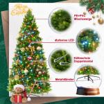 Kunstkerstboom met verlichting, kleurrijke led-premium dennenboom, magische kerstboom met PE- en pvc-takken en stevige metalen standaard, groen, 150 cm