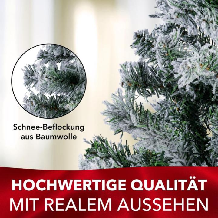 Claus Premium kunstkerstboom, 150 cm, hoogwaardige kunstkerstboom met metalen standaard, natuurgetrouwe sneeuwlook