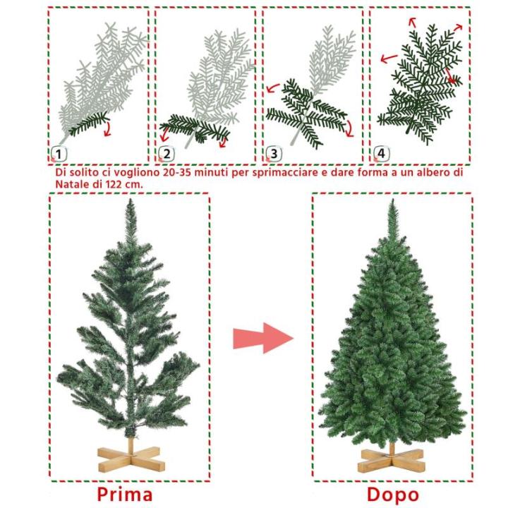 Kunstkerstboom, 122 cm, moeilijk ontvlambaar, pvc-kerstboom met 251 takken, kunstboom, incl. metalen standaard met houtnerf, sparrenhout, groen