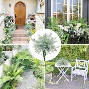 4 Bündel Gefrostetes Grün Faux Farne,Künstliche Boston Farn,UV-beständige Pflanzen,Greenery Künstliche Bündel künstliche Farnstämme Home für Indoor Outdoor Garten Patio De