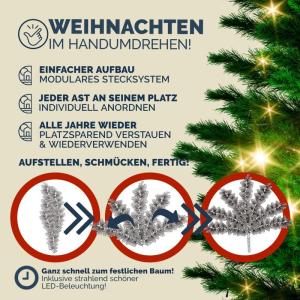 Kerstboom 180 cm LED Kerstverlichting Standaard Kunstkerstboom PE Groen