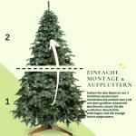 Kunstkerstboom, 150 cm, premium dennenboom, kunstkerstboom, 100% spuitgietwerk, kerstboom met standaard van natuurlijk hout, made in EU, kunstkerstboom