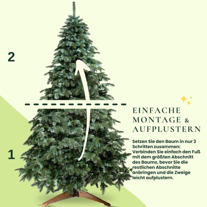 Kunstkerstboom, 150 cm, premium dennenboom, kunstkerstboom, 100% spuitgietwerk, kerstboom met standaard van natuurlijk hout, made in EU, kunstkerstboom