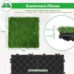 2㎡ Kunstrasen Bodenbelag Fliesen 30x30cm Rasenfliesen Outdoor Terrassenfliesen Klickfliesen mit Drainage Gitter Künstlicher Rasenteppich 22 Stück Bodenfliesen für Balkon Terra