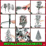 Kunstkerstboom, 180 cm, met metalen standaard en 995 takken, diameter 95 cm, moeilijk ontvlambaar, pvc-kerstboom met vlokken, sneeuweffect en snel op te zetten inklapsysteem