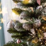 Diamantgrenen met zilveren bolletjes en rijp, kerstboom 180 van pvc-folie, kunstkerstboom met 385 takken, dennenboom met kunststof standaard, diameter ca. 110 cm (sneeuwvlok 180 cm