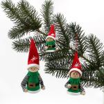 Vilt- / textiel kerstkabouter/kerstmanhulp als boomhanger/hanger in 3-delige set, afmetingen tussen 5 en 12 cm.