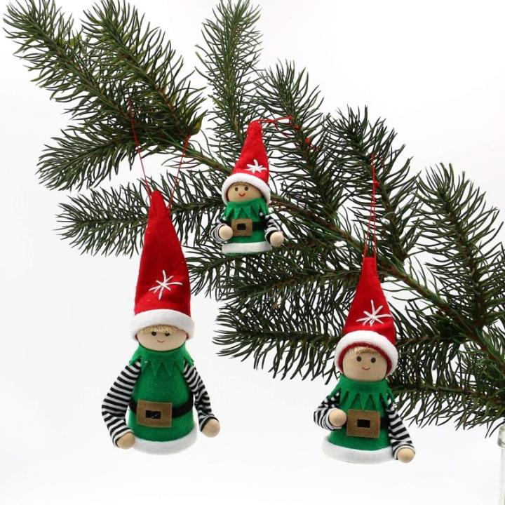 Vilt- / textiel kerstkabouter/kerstmanhulp als boomhanger/hanger in 3-delige set, afmetingen tussen 5 en 12 cm.