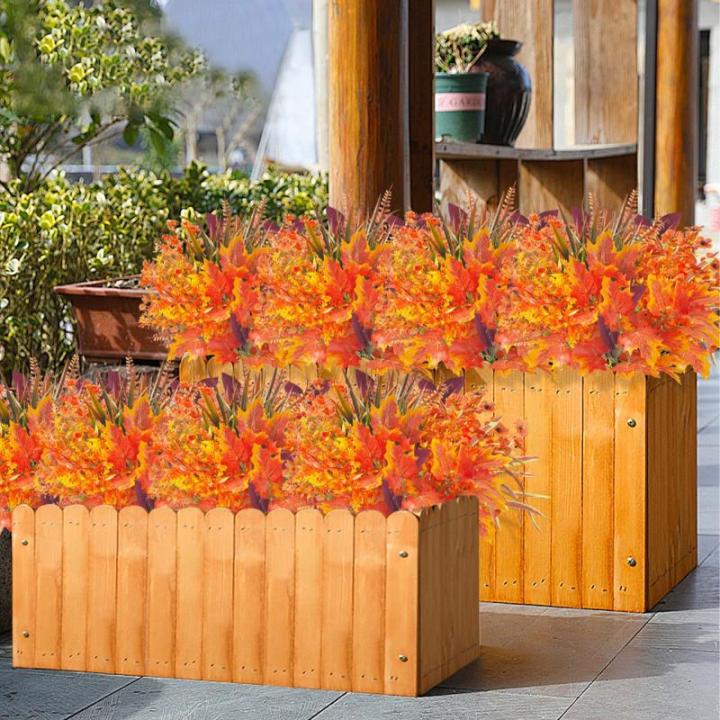 8 bundels kunstherfstbloemen herfstdecoratie herfstboeket kunstmatige eucalyptus, herfsttakken esdoornbladeren kunstbloem decoratie, herfstdecoratie voor binnen en buiten tafel bal