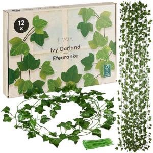Ivy : 12x klimop slinger – nep plant kamerdecoratie – 200x13cm – 78-80 bladerige nep klimop als kamerdecoratie of balkondecoratie – voor inkijkbescherming – esthetische k