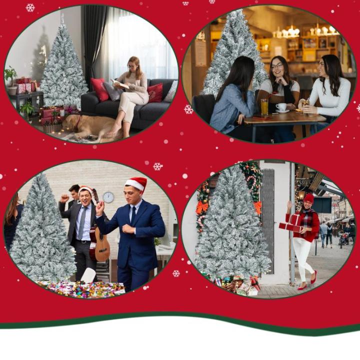Kunstkerstboom, 150 cm, pvc, automatische kunstkerstboom met standaard, kunstkerstdecoratie, met flocking, sneeuw