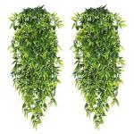 Kunsthangplanten, 3,40 m voor binnen en buiten, groene bladeren, plastic kunstbamboebladeren, huilende hangende planten op pot, groen wijnstokken voor huis, tuin, muur, esthetische