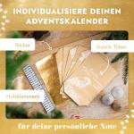 Adventskalender om te vullen, 24 papieren adventszakjes (met houten knijpers) om te knutselen voor Kerstmis, papieren kerstzakjes met cijferstickers