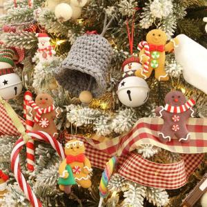 Kerstboomdecoraties, peperkoek, 12 stuks, traditionele peperkoekmannetjes, kleifiguren, kerstboomornamenten, met koordje