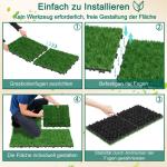 Grasfliese Set 30x30cm, Kunstrasen Rasenteppich Outdoor, 4cm Dicke, PE-Material, immergrün Grasmatte, künstlicher Rasen Bodenbelag für Terrasse, Balkon, Rasenfliesen Bodenbelag,