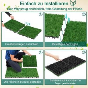33-delige set / 3 m² kunstgras, outdoor, 30 x 30 cm, vloerbedekking van PE, 40 mm poolhoogte, grastapijt met drainagefunctie, grastapijt, kunststof kunstgrastapijt gazontapijt