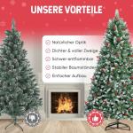 arivoo Binja Opvouwbare kerstboom, versierd met 800 takken, 37 dennenappels, 24 bessen en standaard, buigbare pvc-punten met sneeuwvlokken, moeilijk ontvlambaar (H180 cm)