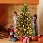 Kunstkerstboom met verlichting 210 cm dennenboom kunstgroen PVC, levensechte spuitgietelementen, edelspar snel op te bouwen, brandvertragend, incl. kerstboomstandaard (met led)
