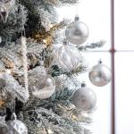Kerstversieringen 9 stuks 6cm , bevroren winter zilver en wit onbreekbare kerstbal ornamenten decoratie voor kerstboomversiering