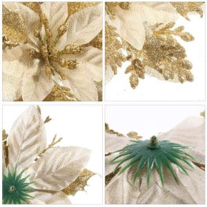12 kerststerren kerstdecoraties kerstboom bloemen decoraties met clips en stelen kunstmatige kerststerren voor kerstkrans feestdecoraties