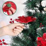 12 Weihnachtsstern-Weihnachtsdekorationen Weihnachtsbaum-Blumendekorationen Mit Clips Und Stielen Künstliche Weihnachtssterne Für Weihnachtskranz-Partydekorationen
