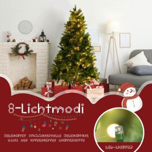 TAB Kunstkerstboom met verlichting, 235 cm, met 1180 PE-pvc-tips en metalen standaard, 360 warme ledlampen en 8 lichtmodi (210) (235 cm) kunstkerstboom