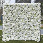 Weißer Rosen-Blumen-Wand-Hintergrund, Künstlicher Wand-Blumen-Hintergrund 3D-Seiden-Hortensie-Rosen-Blumen-Panel Für Foto-Hintergrund-Home-Party-Hochzeits-Hintergrund-Dekoration