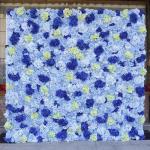 Blaue Simulierte Hochzeitsblumenwand, Blumenarrangement, Blumen-Wandpaneel-Set, Künstliche Wand, Blumen-Hintergrund, 3D-Seide, Hortensie, Rose, Blumenpaneel Für Fotohintergrund, 