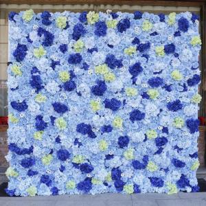 Blaue Simulierte Hochzeitsblumenwand, Blumenarrangement, Blumen-Wandpaneel-Set, Künstliche Wand, Blumen-Hintergrund, 3D-Seide, Hortensie, Rose, Blumenpaneel Für Fotohintergrund, 
