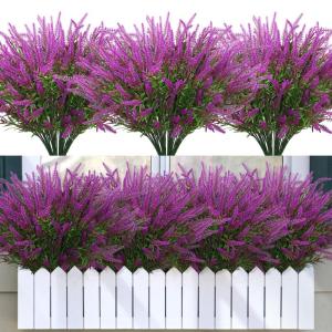12 bundels kunstbloemen, balkon, weerbestendig, kunstbloemen, outdoor, uv-bestendig, , plastic boeket, voor balkonbakken, tuin, raam, decoratie, fuchsia
