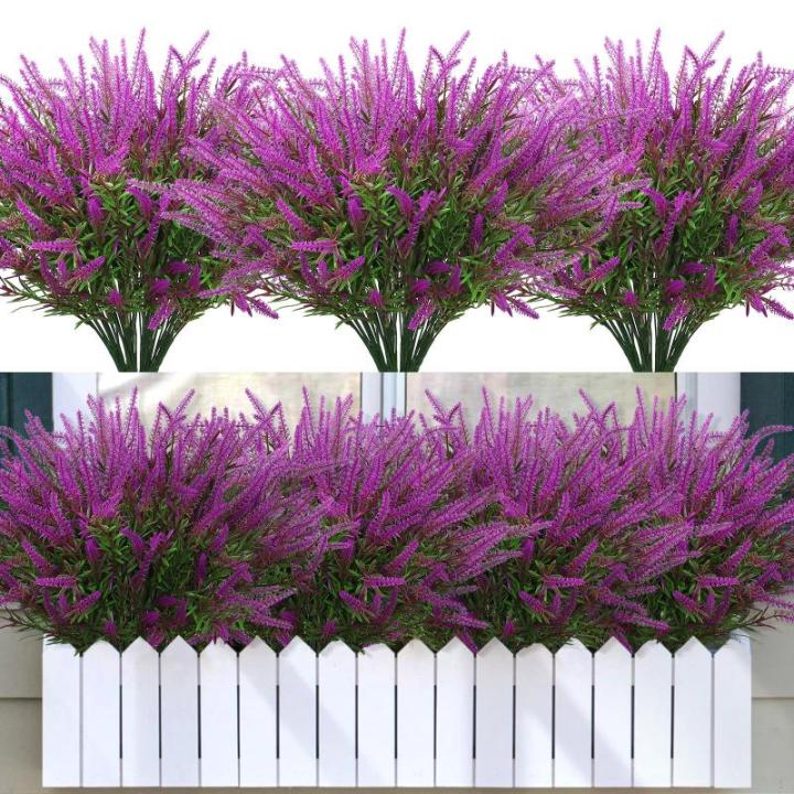 12 bundels kunstbloemen, balkon, weerbestendig, kunstbloemen, outdoor, uv-bestendig, , plastic boeket, voor balkonbakken, tuin, raam, decoratie, fuchsia