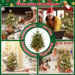 Kunstkerstboom van 60 cm in premium kwaliteit, met 30 warmwitte draadloze leds, PE + pvc-takken, 6 dennenappels en jute zak, houten sokkel, onderhoudsvriendelijk voor feestelijke