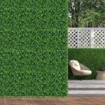 12 stuks kunstheggen, plantenwand, 50 x 50 cm, panelen met buxusbladeren, gesimuleerd gazon, kunstplant, uv-bescherming, kunstplant, decoratie voor muur, balkon, tuin, groen