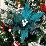 Große Weihnachtsblumen, 30cm, 6 Stück, künstliche Weihnachts Blumen Samt, Weihnachtsbaum Blumen Ornamente, gefaltet, für Weihnachtsdekoration, Neujahr,Hochzeit ﻿ (Schwarzgrü