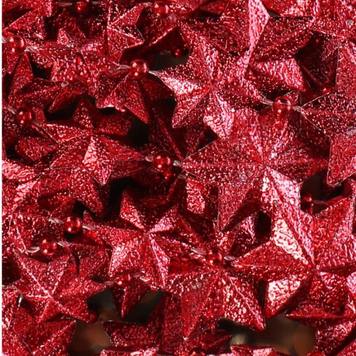 slinger met sterren - slinger Kerst - sterrenslinger voor kerstversiering - kerstversiering voor kerstboom - 500 cm (Set02 - rood/sterren)