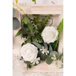 Kunstbloemen, rozen, 25 stuks, kunstrozen met steel, doe-het-zelf decoratie, voor bruiloft, bruidsfeest, feesttafels, boeketten, bruid, woondecoratie, wit